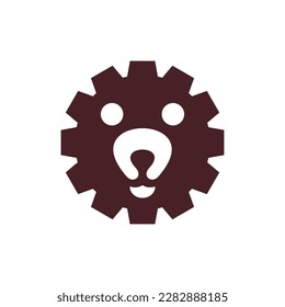 Bear head gear minimalist creative logo design