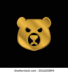 Icono metálico de la cabeza del oso o vector del logotipo