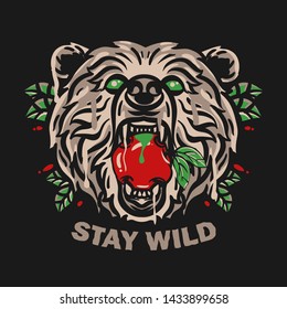 Bear Head Graphic Vector Design Tshirt - vector
