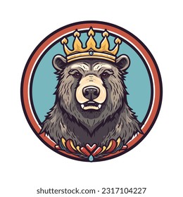 bear head hand drawn logo design illustration