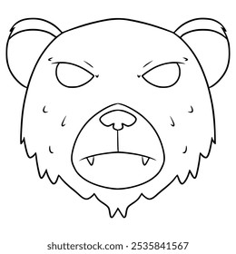 bear head icon illustration hand drawn outline vector