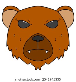 bear head icon illustration hand drawn isolated vector