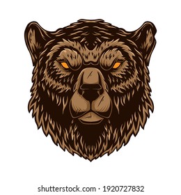 Bear head illustration. Design element for logo, label, sign, emblem, poster. Vector illustration