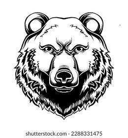 arte de línea de diseño de ilustración de la cabeza del oso