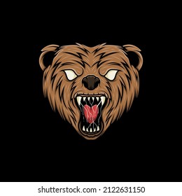 The bear head illustration drawing vector