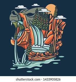 bear head illustration   -  Graphic Vector Design Tshirt - vector