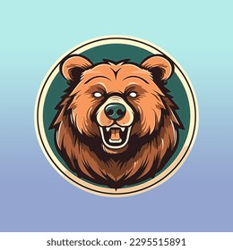 bear head illustration for logo