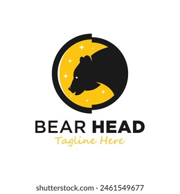 bear head illustration logo design