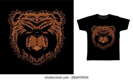 Bear Head Illustration illustration t-shirt design concept.
