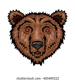 Bear head isolated on white background, vector illustration for posters, T-shirt prints, postcards etc.