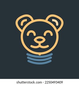 logotipo del icono de la lámpara de cabeza de oso simple.
