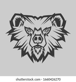 Bear Head Line Art Illustration
