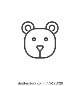 Bear head line icon, outline vector sign, linear style pictogram isolated on white. Symbol, logo illustration. Editable stroke