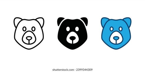 Bear head line icon set. Financial bear icon symbol. Vector illustration