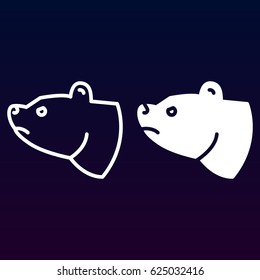 Bear head line and solid icon, outline and filled vector sign, linear and full pictogram isolated on white. Symbol, logo illustration