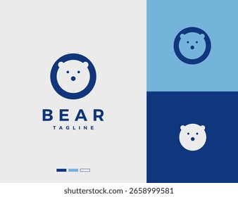 Diseño de logotipo de cabeza de oso en un círculo