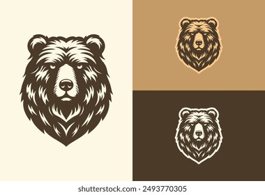 Dibujo de Vector de ilustración de diseño de logotipo de cabeza de oso