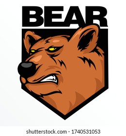 Bear head logo design inspiration, Design element for logo, poster, card, banner, emblem, t shirt. Vector illustration