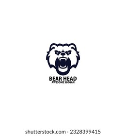 arte de la línea de diseño del logotipo de la cabeza de oso