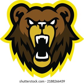 Bear head logo design, mascot bear logo icon illustration vector drawing, Brave Bear head mascot Logo design. Vector Template Illustration Design. Mascot Brave Bear Logo design any graphic work