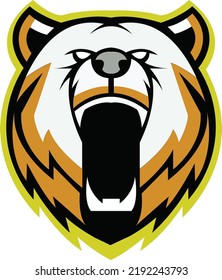 Bear head logo design, mascot bear logo icon illustration vector drawing, Brave Bear head mascot Logo design. Vector Template Illustration Design. Mascot Brave Bear Logo design any graphic work