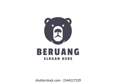 Plantilla de diseño del logotipo de la cabeza del oso. Signo de signo de animal pictórico. símbolo de empresa comercial.
