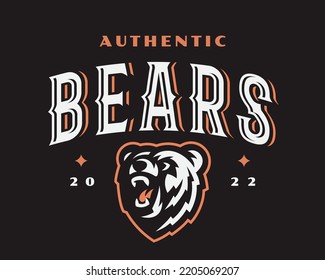 Bear head logo, emblem design editable for your business. Grizzly vector illustration.
