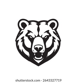 Bear head logo. Grizzly icon. Bear head silhouette. Angry bear head icon. Vector illustration. 