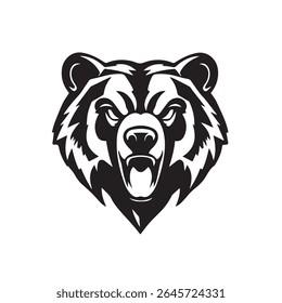 Bear head logo. Grizzly icon. Bear head silhouette. Angry bear head icon. Vector illustration. 