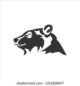 Bear head logo or icon in black and white. Vector illustration.