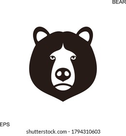 Logo de la cabeza del oso. Oso aislado sobre fondo blanco