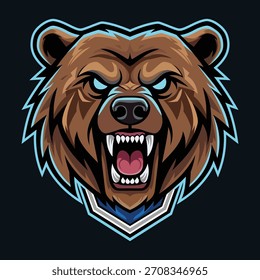 bear head logo mascot design vector template