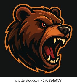 Plantilla de Vector de diseño de mascota de logotipo de cabeza de oso
