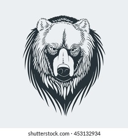 Bear head, logo, mascot, emblem, vector illustration isolated
