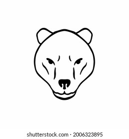 Bear Head Logo Symbol. Stencil Design. Tattoo Vector Illustration.
