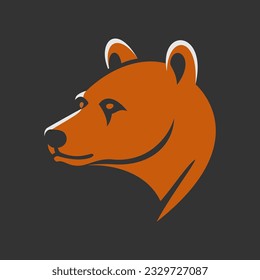 Bear head logo template. Honey bear symbol. Mascot, luxury, predator, soft cute animal, strong grizzly, modern logotype. Flat design. Vector illustration.