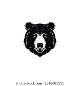 Bear Head Logo vector of face mascot clipart, angry grizzly silhouette icon animal symbol, isolated on white background