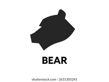 Bear head logo vector icon. Bear silhouette side view simple polar black grizzly symbol.