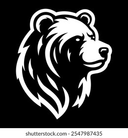 Ilustração do vetor do logotipo da cabeça do urso no fundo preto