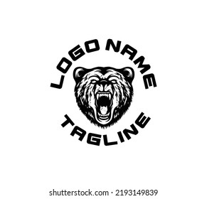 Bear head logo with white background, Gym and Fitness logo