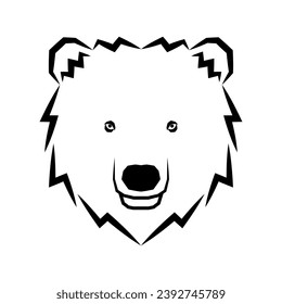Bear head logo. Wildlife face icon. Heraldry and royal symbol. Vector illustration image.