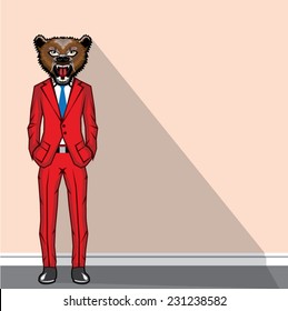 Bear head man vector illustration