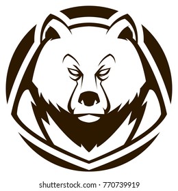 BEAR HEAD MASCOT black and white illustration esports logo