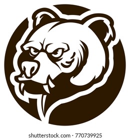 BEAR HEAD MASCOT black and white illustration esports logo