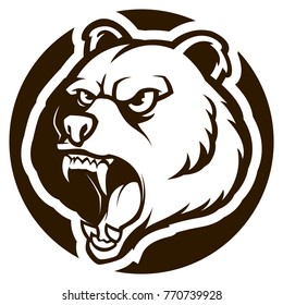 BEAR HEAD MASCOT black and white illustration esports logo