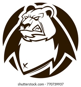 BEAR HEAD MASCOT black and white illustration esports logo