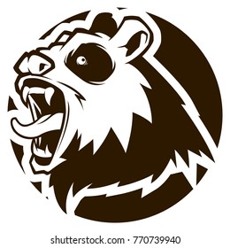 BEAR HEAD MASCOT black and white illustration esports logo