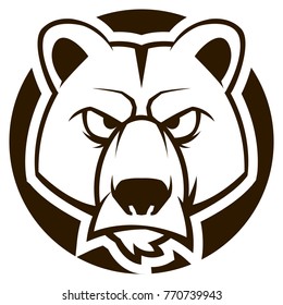 BEAR HEAD MASCOT black and white illustration esports logo