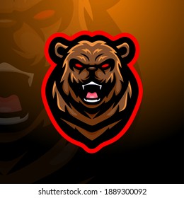 Diseño del logotipo de soporte de mascota de la cabeza del oso