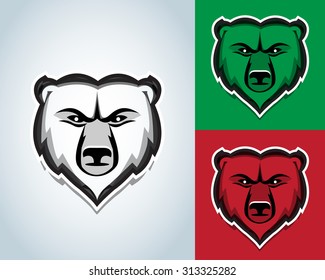 Bear head mascot illustration. Black and white version. T-shirt vector design.